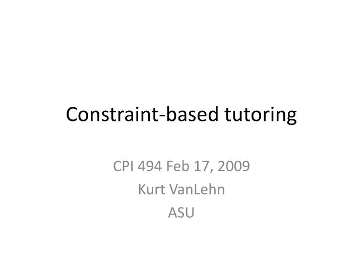 constraint based tutoring