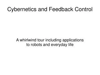 Cybernetics and Feedback Control