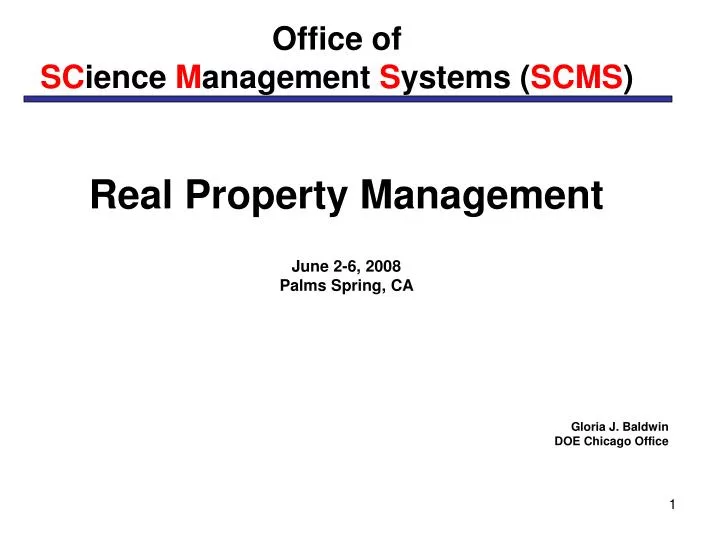 office of sc ience m anagement s ystems scms
