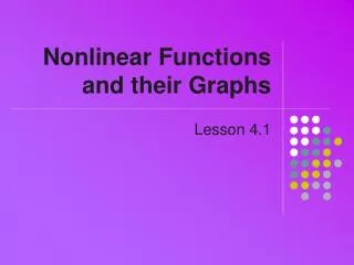 Nonlinear Functions and their Graphs