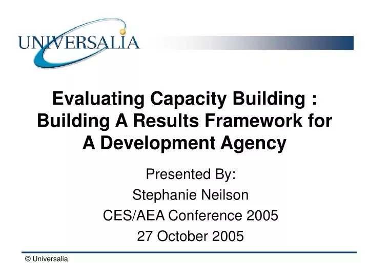 evaluating capacity building building a results framework for a development agency