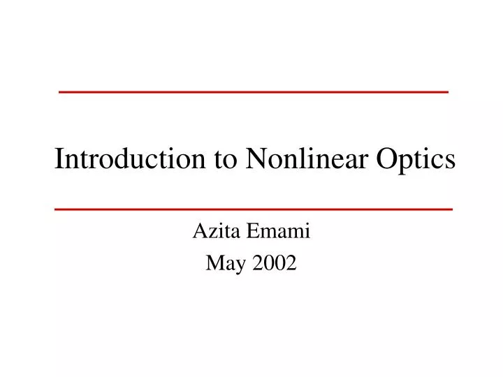 introduction to nonlinear optics