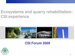 Ecosystems and quarry rehabilitation: CSI experience