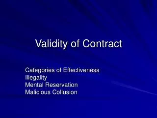 Validity of Contract