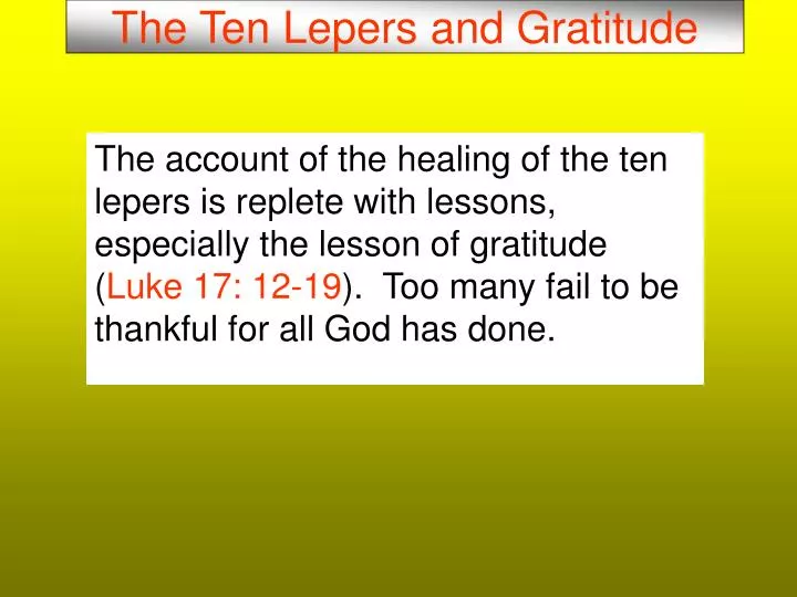 the ten lepers and gratitude