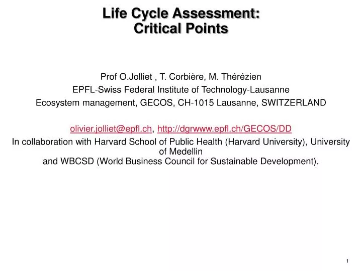 life cycle assessment critical points