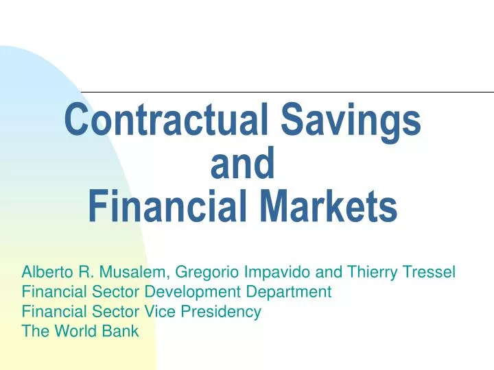 contractual savings and financial markets