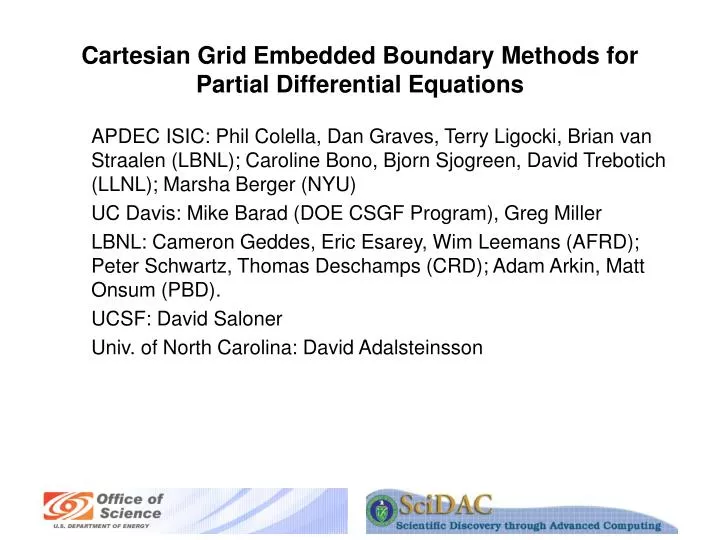 cartesian grid embedded boundary methods for partial differential equations