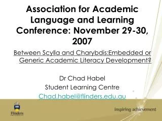 Association for Academic Language and Learning Conference: November 29-30, 2007