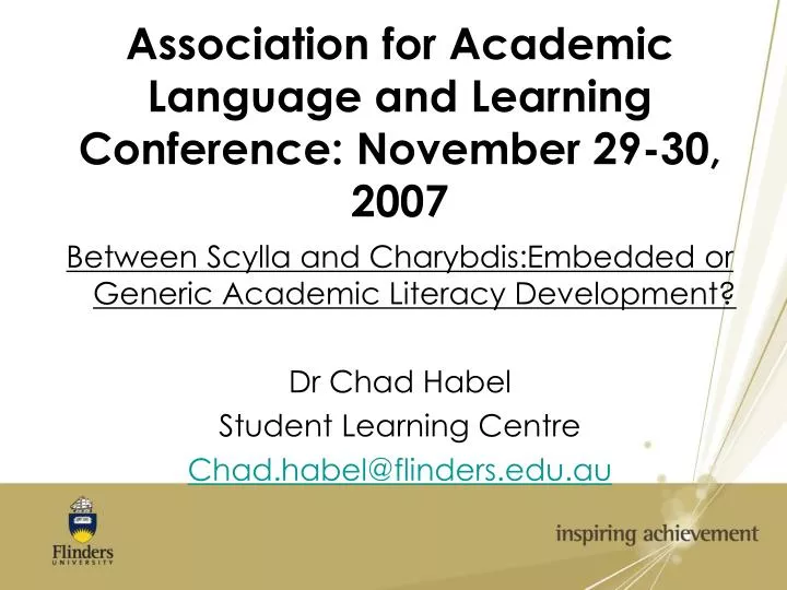 association for academic language and learning conference november 29 30 2007