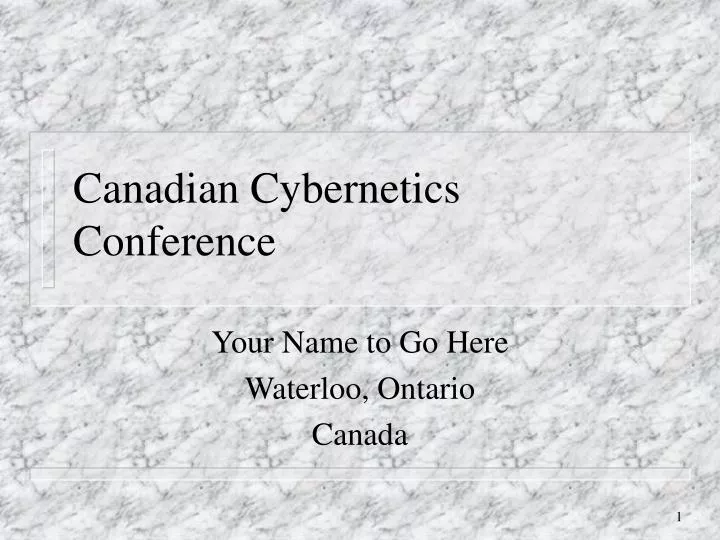 canadian cybernetics conference