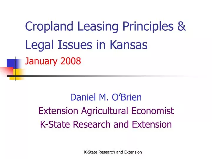 cropland leasing principles legal issues in kansas january 2008