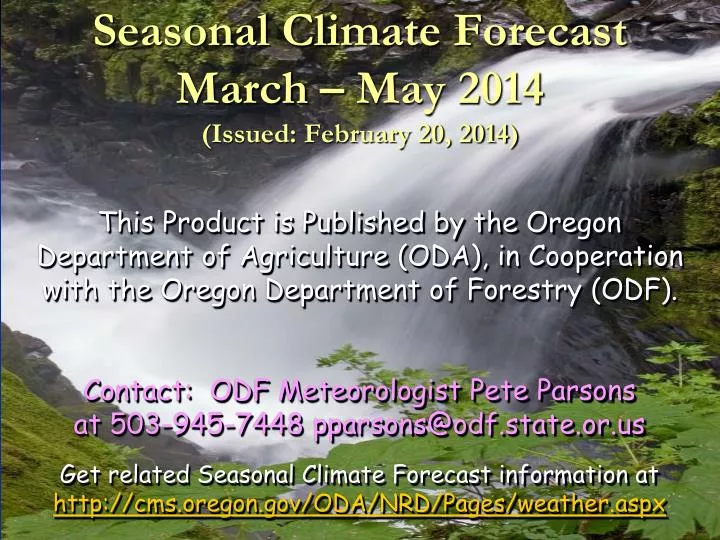 seasonal climate forecast march may 2014 issued february 20 2014