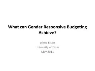 What can Gender Responsive Budgeting Achieve?