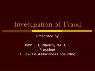 Investigation of Fraud
