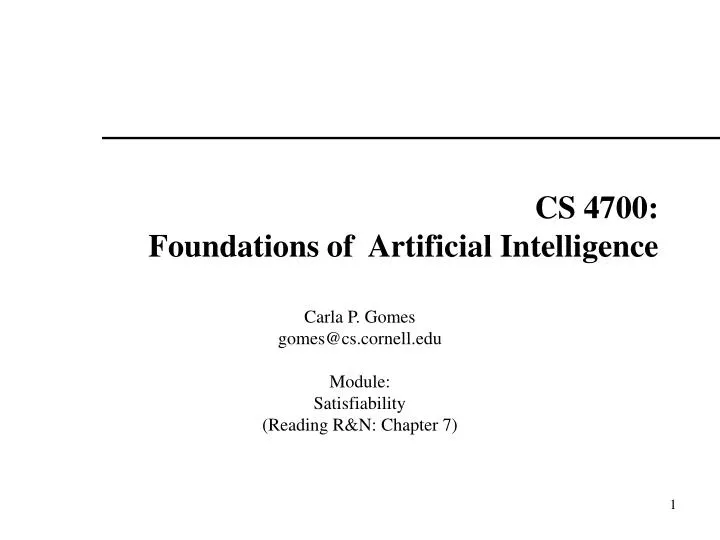 cs 4700 foundations of artificial intelligence