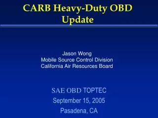 CARB Heavy-Duty OBD Update