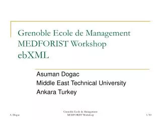 Grenoble Ecole de Management MEDFORIST Workshop ebXML
