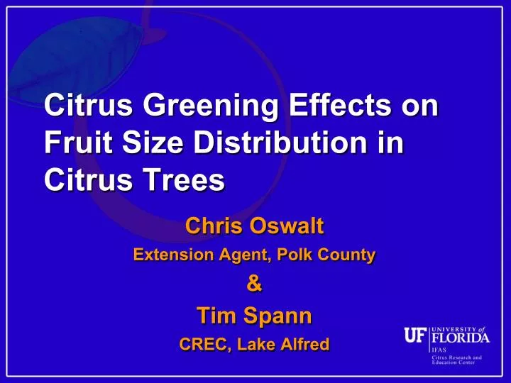 citrus greening effects on fruit size distribution in citrus trees