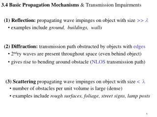 3.4 Basic Propagation Mechanisms &amp; Transmission Impairments