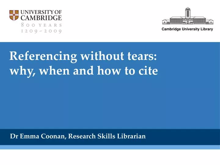 referencing without tears why when and how to cite