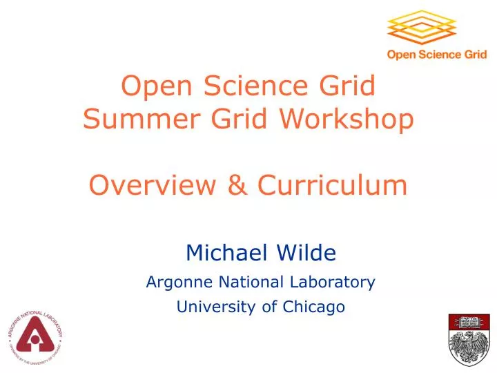 open science grid summer grid workshop overview curriculum