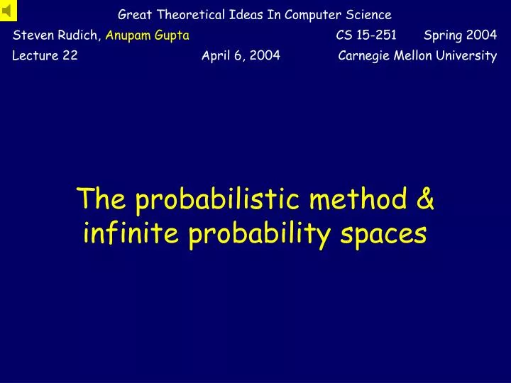 the probabilistic method infinite probability spaces