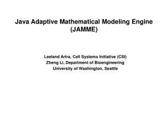 Java Adaptive Mathematical Modeling Engine (JAMME)