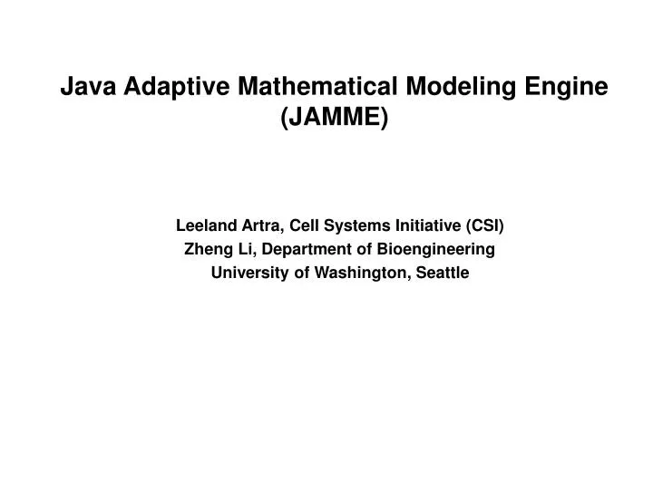 java adaptive mathematical modeling engine jamme
