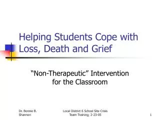 Helping Students Cope with Loss, Death and Grief