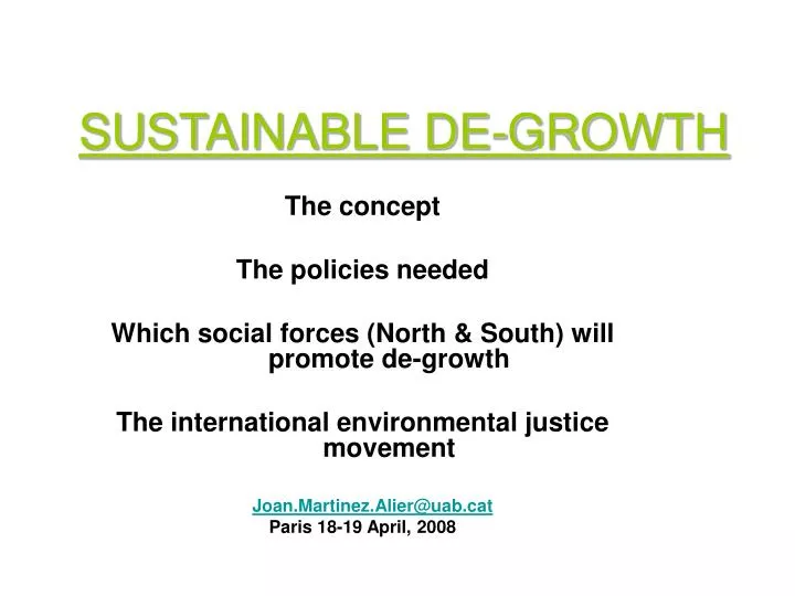 sustainable de growth