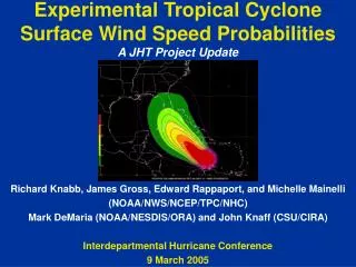 Experimental Tropical Cyclone Surface Wind Speed Probabilities A JHT Project Update