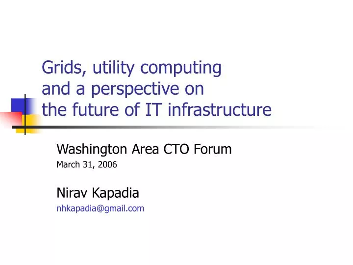 grids utility computing and a perspective on the future of it infrastructure
