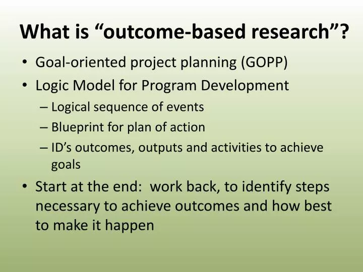 what is outcome based research