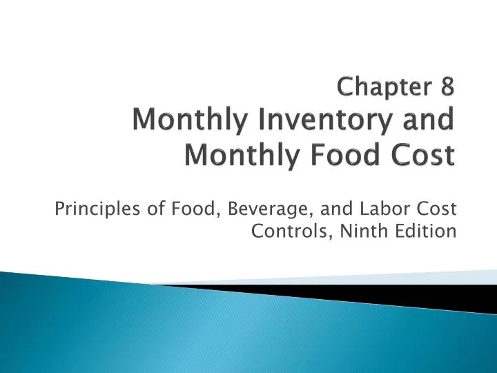 chapter 8 monthly inventory and monthly food cost