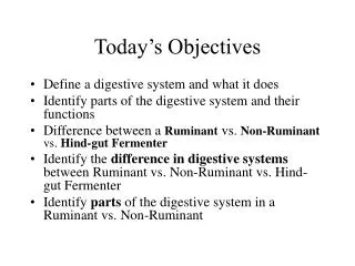 Today’s Objectives