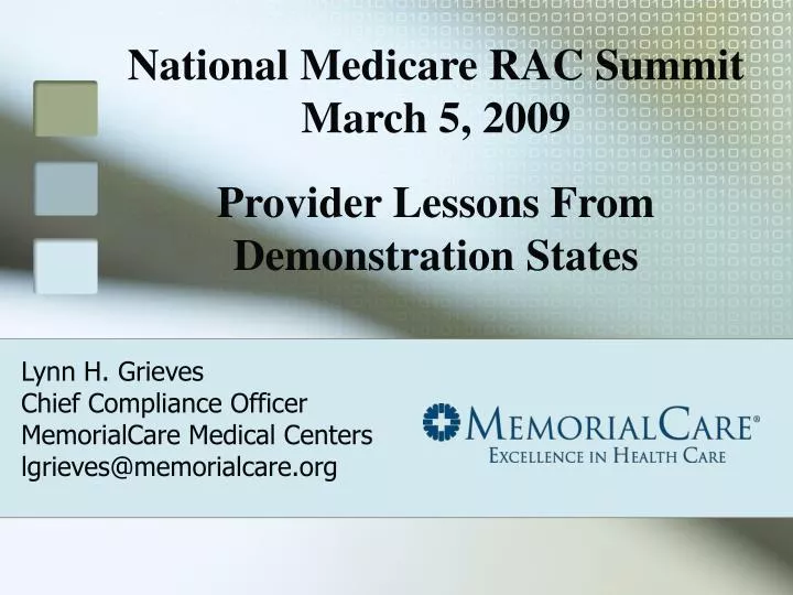 lynn h grieves chief compliance officer memorialcare medical centers lgrieves@memorialcare org