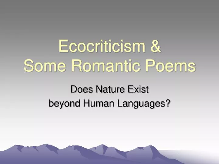 ecocriticism some romantic poems