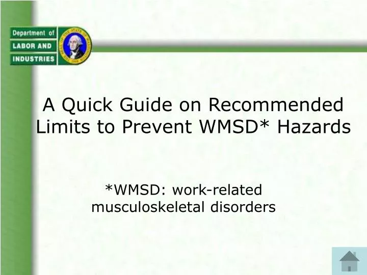 a quick guide on recommended limits to prevent wmsd hazards