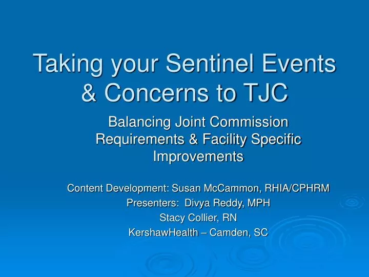 taking your sentinel events concerns to tjc