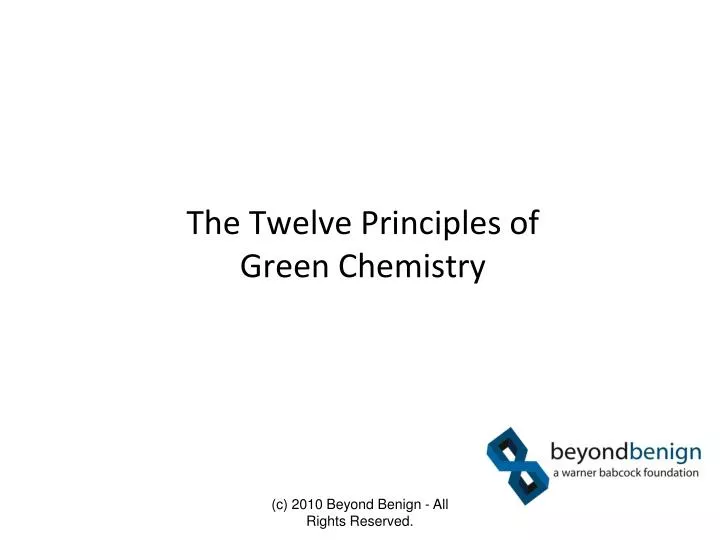 the twelve principles of green chemistry