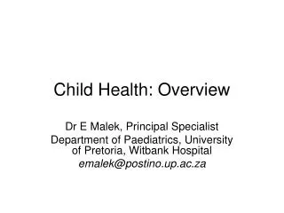 Child Health: Overview
