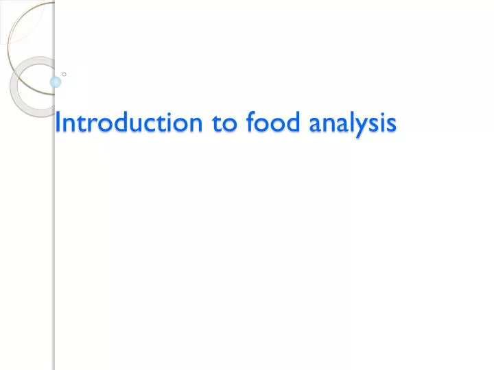 introduction to food analysis