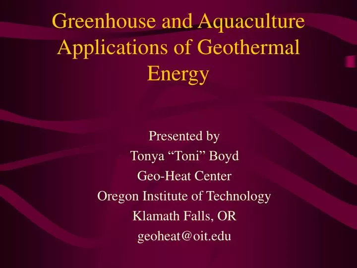 greenhouse and aquaculture applications of geothermal energy