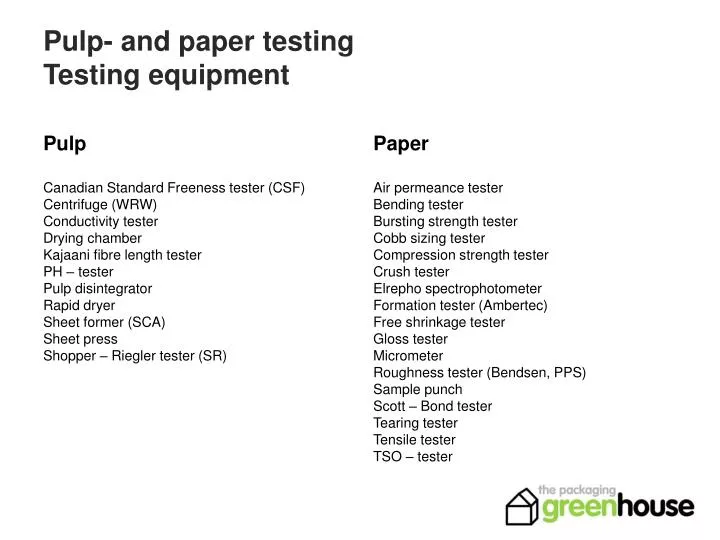 pulp and paper testing testing equipment