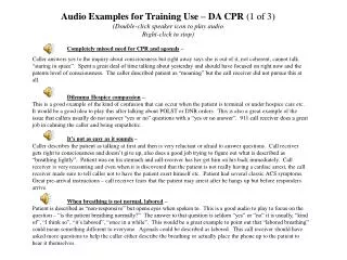Audio Examples for Training Use – DA CPR (1 of 3) (Double-click speaker icon to play audio Right-click to stop)