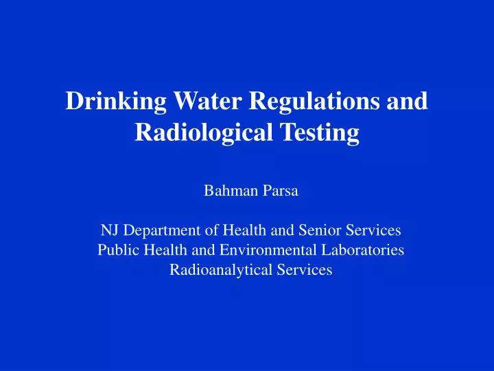 drinking water regulations and radiological testing