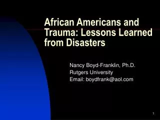 African Americans and Trauma: Lessons Learned from Disasters