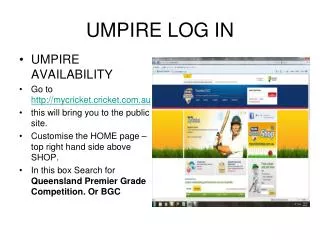 UMPIRE LOG IN