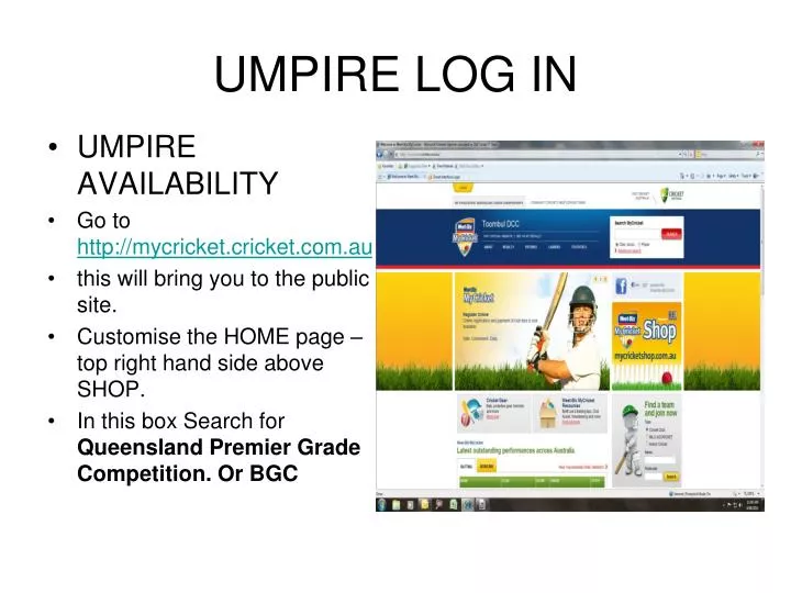 umpire log in